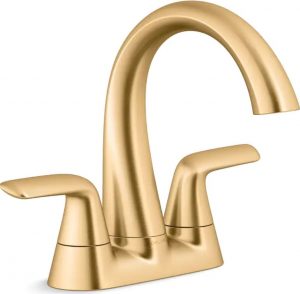 KOHLER Avail Vibrant Moderne Brushed Brass 2-Handle 4-in Centerset WaterSense Bathroom Sink Faucet with Drain